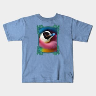 Funky rainbow penguin bird lover bright graphic Kids T-Shirt